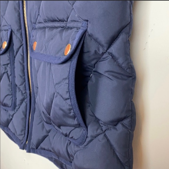 J Crew Navy w Gold Accents Down PufferVest S - Picture 6 of 10